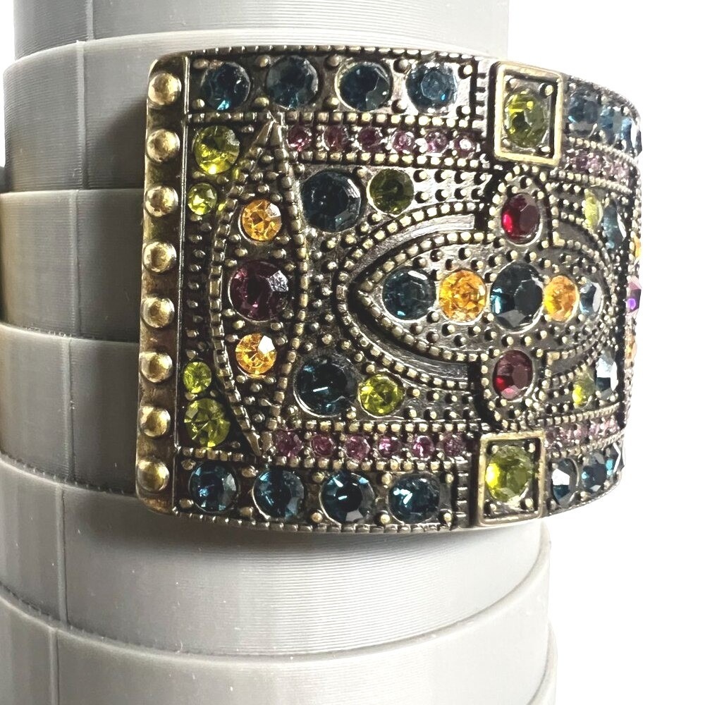 Heidi Daus Womens Cuff Watch 87098 Hinged Crystal Jeweled Works New Batter - Picture 6 of 11
